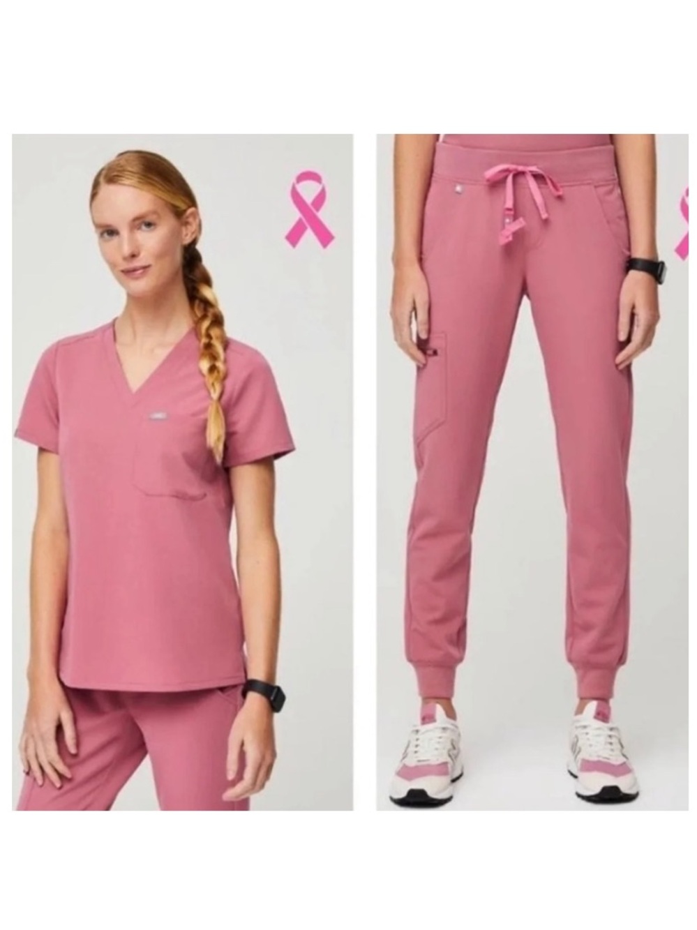 Figs Limited Breast Cancer Awareness Quartz Pink Scrubs Set XXL Top XXLP Joggers